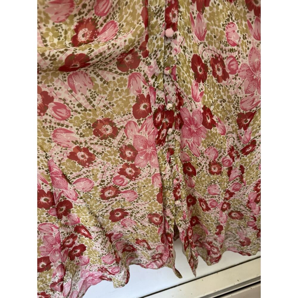 NWOT Anthropologie Puff Sleeve Ruched Mesh Button Front Midi Shirtdress Size 24W - Picture 7 of 8